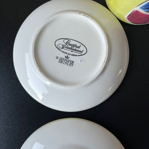 Jennifer Brinley Certified International Cheese/Wine Small Pitcher  Snack Plates - Picture 16 of 16